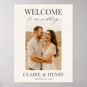 Elegant Minimalist Photo Wedding Welcome  Poster (Voorkant)