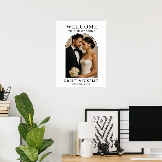 Elegant Minimalist Photo Wedding Welcome Sign  Poster (Thuiskantoor)