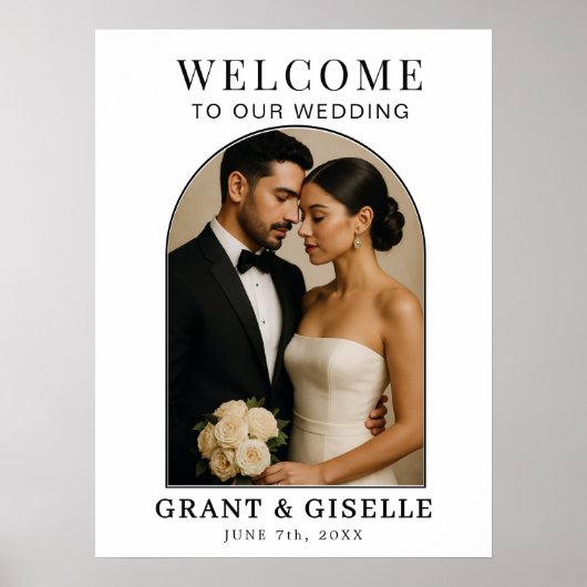 Elegant Minimalist Photo Wedding Welcome Sign Poster (Voorkant)