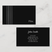 Elegant minimalist Pilot Professional Black Silver Visitekaartje (Voorkant / Achterkant)