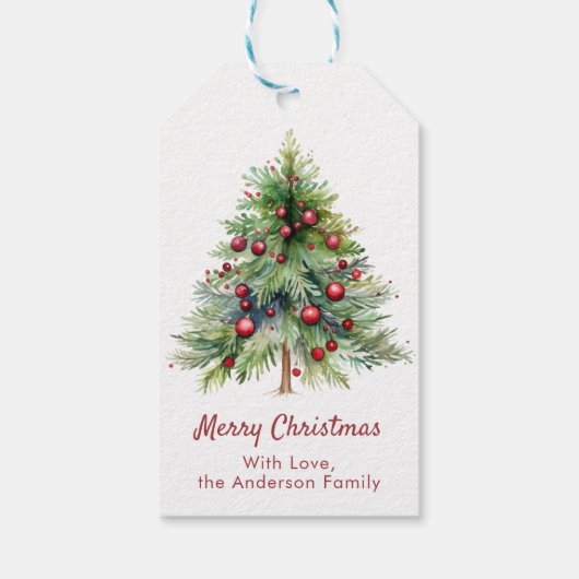 Elegant Minimalist Pine Christmas  Cadeaulabel (Achterkant)