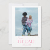 Elegant Minimalist Pink Whimsical Photo Wedding Save The Date (Voorkant)