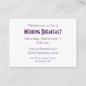 Elegant Minimalist Purple Wedding Event Invitation Informatiekaartje (Voorkant)