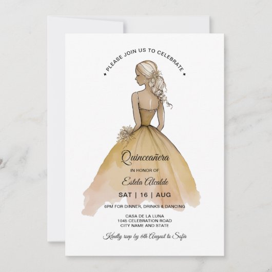 Elegant minimalist Quinceañera Kaart (Voorkant)