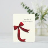 Elegant Minimalist Red Bow Bridesmaid Proposal Kaart (Staand voorkant)
