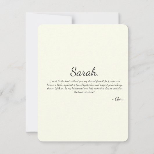 Elegant Minimalist Red Bow Bridesmaid Proposal Kaart (Achterkant)