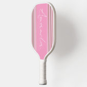 Elegant Minimalist Roze White Stripes Script Name Pickleball Paddle (Links)