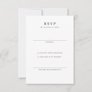 Elegant minimalist RSVP Reply Kaart