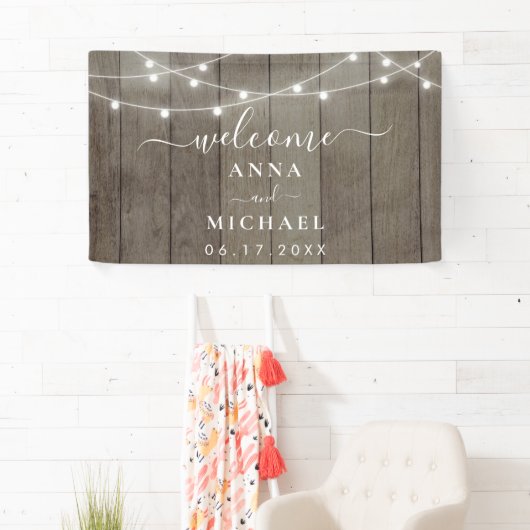 Elegant minimalist Rustic Wedding Welkom Spandoek (Insitu)