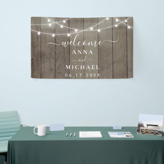 Elegant minimalist Rustic Wedding Welkom Spandoek (Beurs)