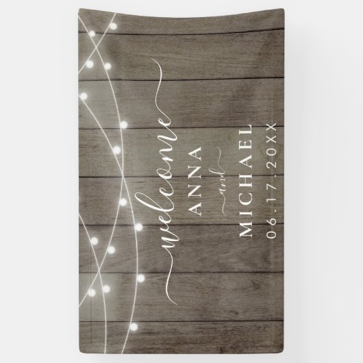 Elegant minimalist Rustic Wedding Welkom Spandoek (Verticaal)