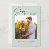 Elegant minimalist Sage Green Foto Save The Date (Voorkant)