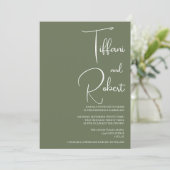 Elegant Minimalist Sage Green Wedding  Kaart (Staand voorkant)