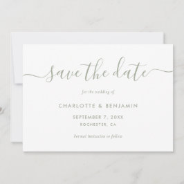 Elegant minimalist Sage Green Wedding Save The Date