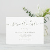 Elegant minimalist Sage Green Wedding Save The Date (Staand voorkant)