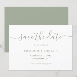 Elegant minimalist Sage Green Wedding Save The Date
