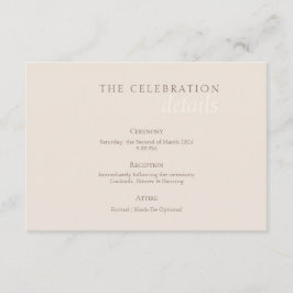 Elegant Minimalist Sand Warm Taupe Wedding Informatiekaartje