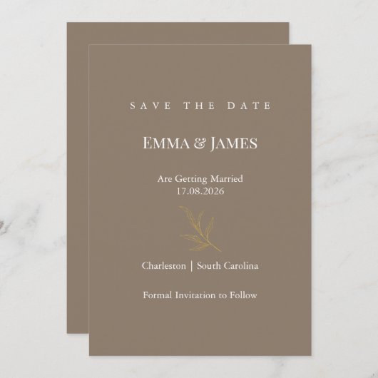 Elegant Minimalist Save the Date Card | Modern (Voorkant / Achterkant)