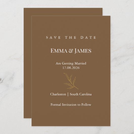 Elegant Minimalist Save the Date Card | Modern (Voorkant / Achterkant)