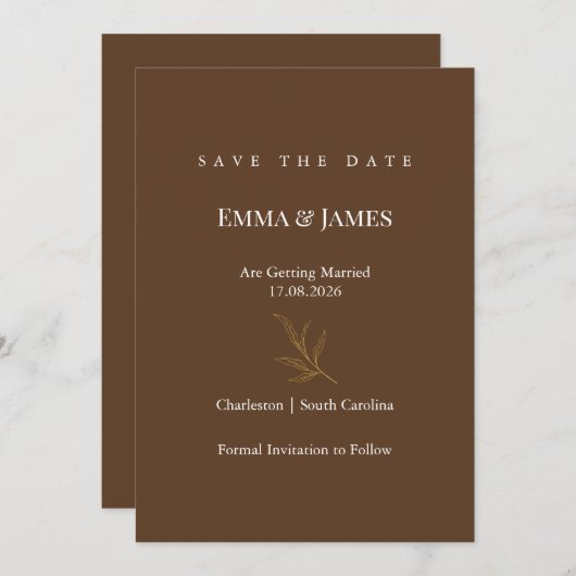 Elegant Minimalist Save the Date Card | Modern (Voorkant / Achterkant)