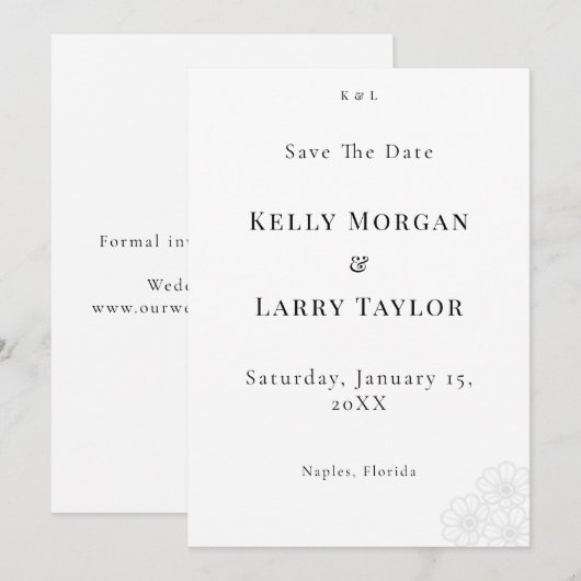 Elegant Minimalist Save the Date Wedding Card (Voorkant / Achterkant)