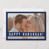 Elegant Minimalist Script Happy Hanukkah Photo  Feestdagenkaart (Voorkant)
