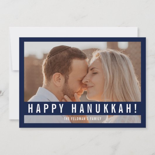Elegant Minimalist Script Happy Hanukkah Photo  Feestdagenkaart (Voorkant)