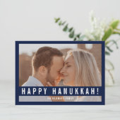 Elegant Minimalist Script Happy Hanukkah Photo  Feestdagenkaart (Staand voorkant)