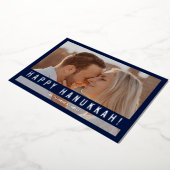 Elegant Minimalist Script Happy Hanukkah Photo  Folie Feestdagenkaart (Gedraaid)