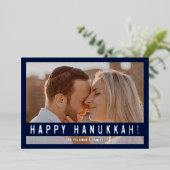 Elegant Minimalist Script Happy Hanukkah Photo  Folie Feestdagenkaart (Staand Voorkant)