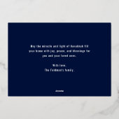 Elegant Minimalist Script Happy Hanukkah Photo  Folie Feestdagenkaart (Achterkant)