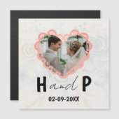 Elegant Minimalist Script Monogram Fotobruiloft Magnetische Uitnodiging (Voorkant / Achterkant)