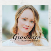 Elegant Minimalist Script Photo Graduparty Sparkling Wijnetiket (Enkel label)