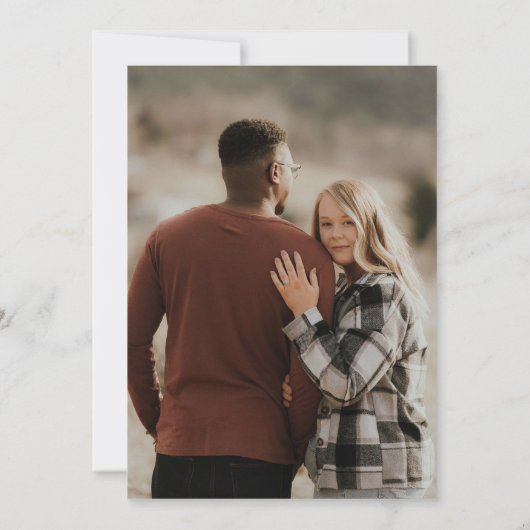 Elegant minimalist Script Photo Wedding Kaart (Achterkant)