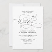 Elegant minimalist Script Photo Wedding Kaart (Voorkant)