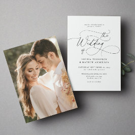 Elegant minimalist Script Photo Wedding Kaart