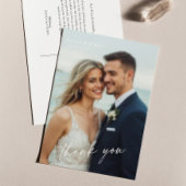 Elegant Minimalist Script Photo Wedding Postcard Briefkaart