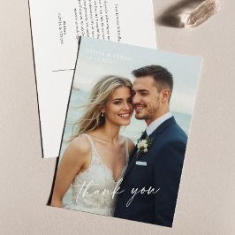 Elegant Minimalist Script Photo Wedding Postcard Briefkaart