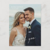 Elegant Minimalist Script Photo Wedding Postcard Briefkaart (Voorkant)