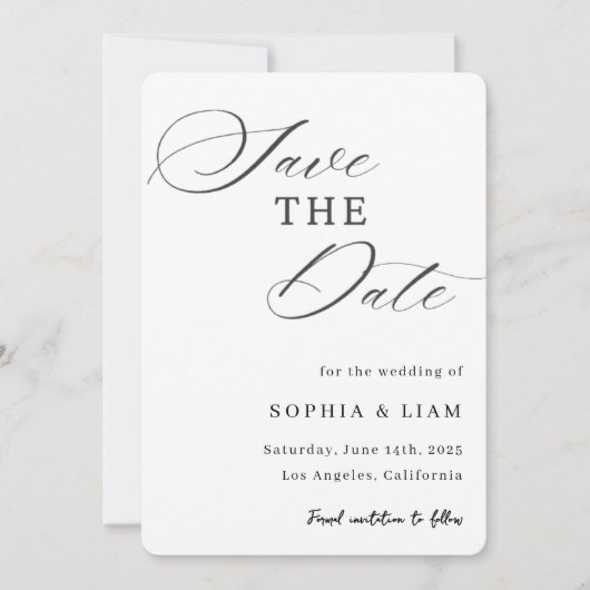 Elegant Minimalist Script Save the Date Card (Voorkant)