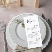 Elegant Minimalist Script Wedding Menu Card