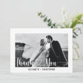 Elegant Minimalist Script Weduwen Aangepaste foto Bedankkaart (Staand voorkant)