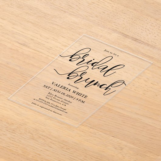 Elegant Minimalist Scriptgeschreeuw Bridal Brunch Acryl Uitnodigingen (Laagn)
