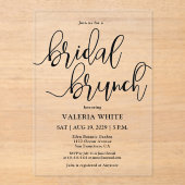 Elegant Minimalist Scriptgeschreeuw Bridal Brunch Acryl Uitnodigingen (Voorkant)