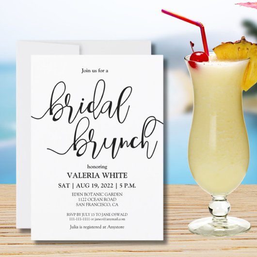 Elegant Minimalist Scriptgeschreeuw Bridal Brunch Kaart