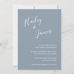 Elegant minimalist Simple Dusty Blue Wedding Kaart
