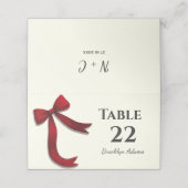 Elegant Minimalist Simple Red Bow Plaatskaartje (Buitenkant ongevouwen)