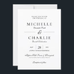 Elegant minimalist Simple Wedding Invitation Kaart<br><div class="desc">Elegant minimalistisch Eenvoudig huwelijk uitnodigen.
Het ontwerp kenmerkt een elegante moderne lay-out van de stijltekst. Als u geavanceerde wijzigingen wilt aanbrengen,  selecteert u "Klik om verder aan te passen" onder Deze sjabloon personaliseren.</div>