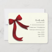 Elegant Minimalist Simple wedding red bow RSVP Car (Voorkant)