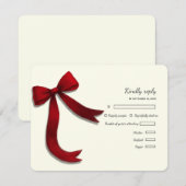 Elegant Minimalist Simple wedding red bow RSVP Car Kaartje (Voorkant / Achterkant)